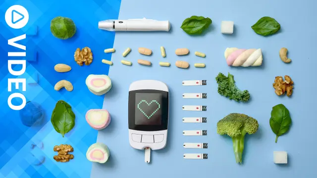 verschiedeness Gemüse und Diabetesmessgerät