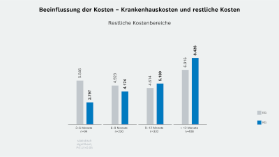 Beeinflussung der Kosten – Kostenintensive Fälle: Effekte bei den "kostenintensiven" Fällen (Nachbeobachtungszeitraum länger als 7 Monate)