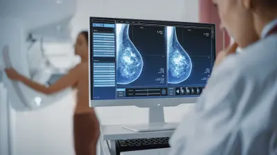 Eine Ärztin betrachtet Mammografie-Aufnahmen.