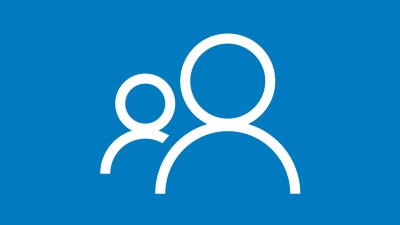 Icon mit zwei Personen. Der Hintergrund ist blau.