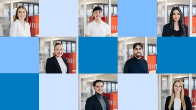 Portraits der Auszubildenden im Mosaik Stil.